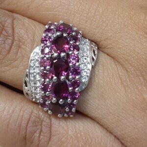 PRICE IS FIRM. 925 Untreated Natural Rhodolite & Natural White Zircons.